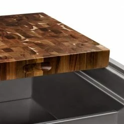 Best Sale ✔️ 17 in. x 16 in. x 2 in. Rectangle Acacia Wood End-Grain Butcher's Block by Ruvati 😍 -Cutlery Sales acacia ruvati cutting boards rva2445aca 4f 1000