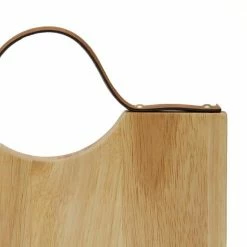 Outlet 🌟 10 in. L x 12 in. W Acacia Cutting Board with Leather Handle by Casa Bellante 👏 -Cutlery Sales acacia wood casa bellante cutting boards cb ra2 4f 1000