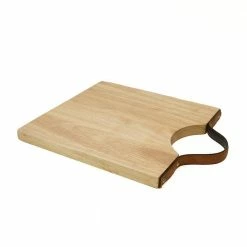 Outlet 🌟 10 in. L x 12 in. W Acacia Cutting Board with Leather Handle by Casa Bellante 👏