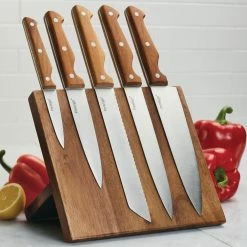 New 👏 Acacia Magnetic Knife Block Set 6-Piece by Prestige 😀 -Cutlery Sales acacia wood prestige knife blocks storage 47723 31 1000