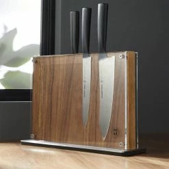 Discount 😀 Cutlery Acacia Downtown Knife Block by SCHMIDT BROS. 😉 -Cutlery Sales acacia wood schmidt bros knife blocks storage sbcdtbac3 4f 1000