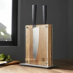 Deals ⌛ Cutlery Acacia Midtown Knife Block by SCHMIDT BROS. 🎉 -Cutlery Sales acacia wood schmidt bros knife blocks storage sbcmtbac3 4f 1000