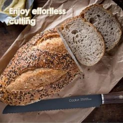 Wholesale 😀 9 in. Stainless Steel Partial Tang Serrated Edge Bread Knife with Wood Handle by Amucolo ⭐ -Cutlery Sales amucolo bread knives rainb cyd0 2wv 44 1000