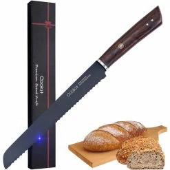 Wholesale 😀 9 in. Stainless Steel Partial Tang Serrated Edge Bread Knife with Wood Handle by Amucolo ⭐