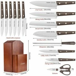 Cheapest 🎁 Cookit 15-Piece Wooden Handle Stainless Steel Blade Kitchen Knife Set with Wooden Block Holder and Manual Sharpener by AndMakers 👏 14 Cheapest 🎁 Cookit 15-Piece Wooden Handle Stainless Steel Blade Kitchen Knife Set with Wooden Block Holder and Manual Sharpener by AndMakers 👏 -Cutlery Sales andmakers knife sets rb kk202 fa 1000