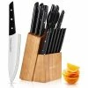 Cheap 😀 Cookit 15-Piece ABS Handle Stainless Steel Blade Knife Set with Pine Block Holder and Manual Sharpener by AndMakers 🎉 -Cutlery Sales andmakers knife sets rb kk203 64 1000