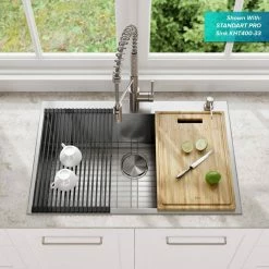 Cheapest 🌟 17.5 in. x 12 in. Rectangle Organic Solid Bamboo Cutting Board for Kitchen Sink by KRAUS 🎉 -Cutlery Sales bamboo kraus cutting boards kcb 101bb 1f 1000