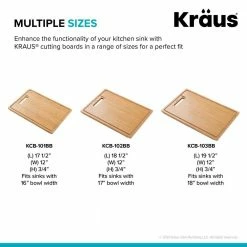 Cheapest 🌟 17.5 in. x 12 in. Rectangle Organic Solid Bamboo Cutting Board for Kitchen Sink by KRAUS 🎉 -Cutlery Sales bamboo kraus cutting boards kcb 101bb 44 1000