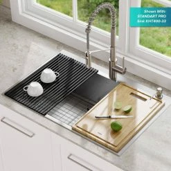 Cheapest 🌟 17.5 in. x 12 in. Rectangle Organic Solid Bamboo Cutting Board for Kitchen Sink by KRAUS 🎉 -Cutlery Sales bamboo kraus cutting boards kcb 101bb 4f 1000