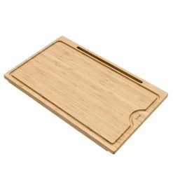 Coupon 💯 Rectangular Solid Bamboo Cutting Board with Mobile Device Holder for Standard Kitchen Sink or Countertop (19 1/2 x 12) by KRAUS 🎉
