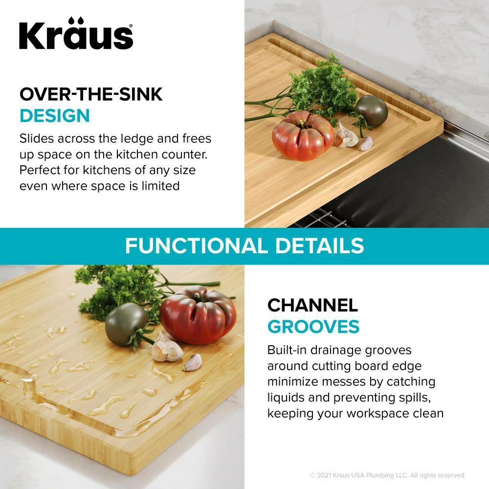Brand new ๐ฅฐ Solid Rectangular Bamboo Cutting Board with Mobile Device Holder for Workstation Kitchen Sink (16 3/4 x 12) by KRAUS ๐ 12 Brand new ๐ฅฐ Solid Rectangular Bamboo Cutting Board with Mobile Device Holder for Workstation Kitchen Sink (16 3/4 x 12) by KRAUS ๐ - Image 10