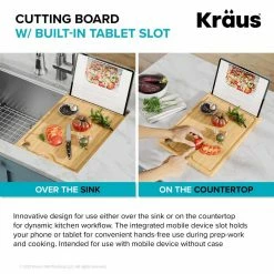 Brand new ๐ฅฐ Solid Rectangular Bamboo Cutting Board with Mobile Device Holder for Workstation Kitchen Sink (16 3/4 x 12) by KRAUS ๐ 22 Brand new ๐ฅฐ Solid Rectangular Bamboo Cutting Board with Mobile Device Holder for Workstation Kitchen Sink (16 3/4 x 12) by KRAUS ๐ -Cutlery Sales bamboo kraus cutting boards kcbt ws103bb 4f 1000