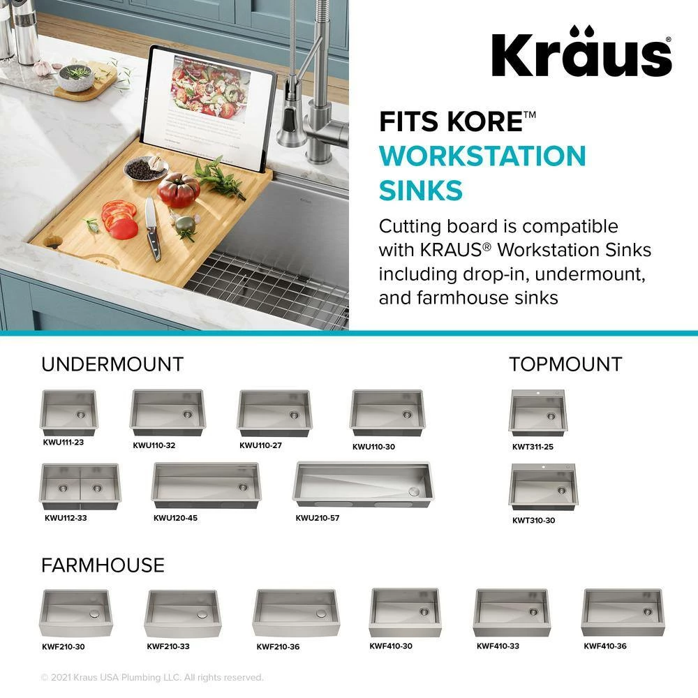 Brand new ๐ฅฐ Solid Rectangular Bamboo Cutting Board with Mobile Device Holder for Workstation Kitchen Sink (16 3/4 x 12) by KRAUS ๐ 9 Brand new ๐ฅฐ Solid Rectangular Bamboo Cutting Board with Mobile Device Holder for Workstation Kitchen Sink (16 3/4 x 12) by KRAUS ๐ - Image 7