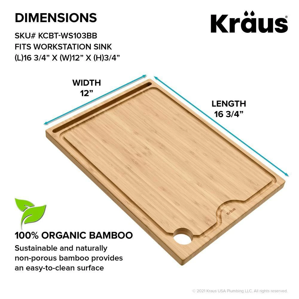 Brand new ๐ฅฐ Solid Rectangular Bamboo Cutting Board with Mobile Device Holder for Workstation Kitchen Sink (16 3/4 x 12) by KRAUS ๐ 10 Brand new ๐ฅฐ Solid Rectangular Bamboo Cutting Board with Mobile Device Holder for Workstation Kitchen Sink (16 3/4 x 12) by KRAUS ๐ - Image 8