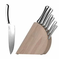 Budget 🎁 Essentials Concavo 8-Piece Stainless Steel Knife Set with Block by BergHOFF ✨