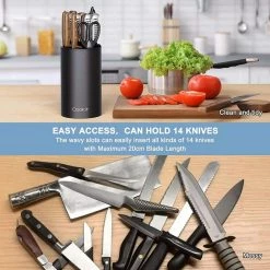 Best deal ⭐ 14-Knife Universal Plastic Single Barrel Double-Layer Wavy Design Knife Block by cadeninc 😀 12 Best deal ⭐ 14-Knife Universal Plastic Single Barrel Double-Layer Wavy Design Knife Block by cadeninc 😀 -Cutlery Sales black knife blocks storage rain lqd7 h2ly 44 1000