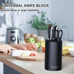 Promo 😀 12-Knife Polypropylene Storage Knife Block with Scissors Slot by Tileon 💯 -Cutlery Sales black tileon knife blocks storage aybszhd1401 44 1000