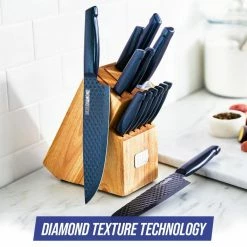 Outlet 🥰 Sharp Stone Nonstick 14-Piece Stainless Steel Knife Block Set by Blue Diamond 🧨 -Cutlery Sales blue diamond knife sets cc006087 001 4f 1000