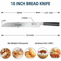 Top 10 🔥 10 in. German High Carbon Steel Professional Full Tang Serrated Bread Knife by Movisa 😀 10 Top 10 🔥 10 in. German High Carbon Steel Professional Full Tang Serrated Bread Knife by Movisa 😀 -Cutlery Sales bread knives mvdjs010 1f 1000