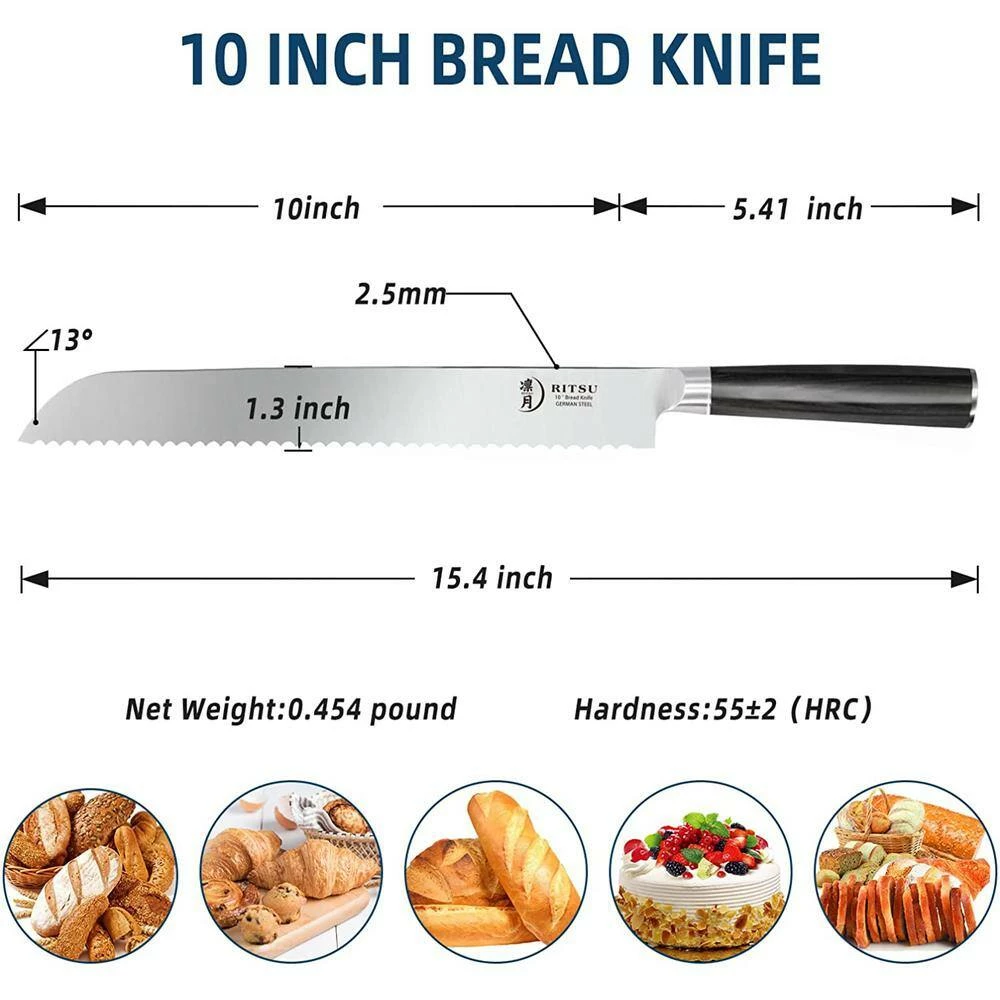 Top 10 🔥 10 in. German High Carbon Steel Professional Full Tang Serrated Bread Knife by Movisa 😀 6 Top 10 🔥 10 in. German High Carbon Steel Professional Full Tang Serrated Bread Knife by Movisa 😀 - Image 4