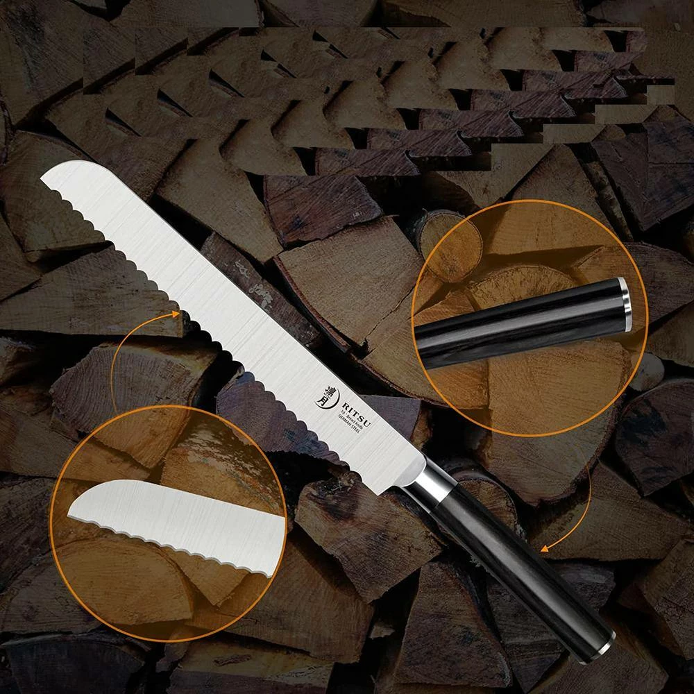 Top 10 🔥 10 in. German High Carbon Steel Professional Full Tang Serrated Bread Knife by Movisa 😀 5 Top 10 🔥 10 in. German High Carbon Steel Professional Full Tang Serrated Bread Knife by Movisa 😀 - Image 3