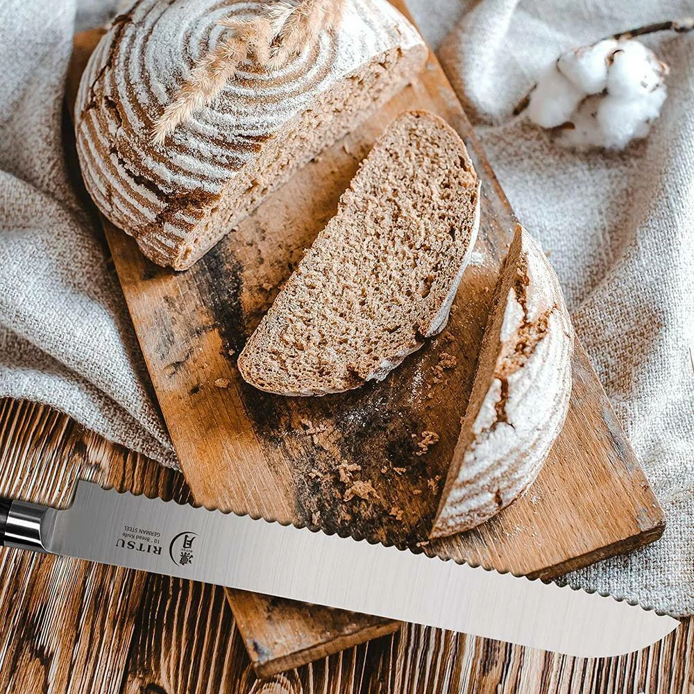 Top 10 🔥 10 in. German High Carbon Steel Professional Full Tang Serrated Bread Knife by Movisa 😀 4 Top 10 🔥 10 in. German High Carbon Steel Professional Full Tang Serrated Bread Knife by Movisa 😀 - Image 2