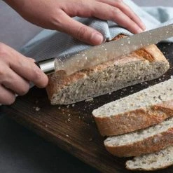 Outlet 🎉 10 in. Stainless Steel Partial Tang Serrated Bread Knife with Wood Composite Handle by HOMLUX 🎁 -Cutlery Sales bread knives x002y4bhqr 31 1000