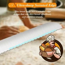 Outlet 🎉 10 in. Stainless Steel Partial Tang Serrated Bread Knife with Wood Composite Handle by HOMLUX 🎁 -Cutlery Sales bread knives x002y4bhqr 44 1000