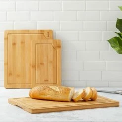 Buy 🔥 3-Piece Brown Bamboo Wooden Food Kitchen Cutting Board Set by JoyJolt 🤩 -Cutlery Sales brown joyjolt cutting boards jkt15130 44 1000
