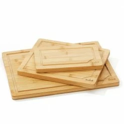 Buy 🔥 3-Piece Brown Bamboo Wooden Food Kitchen Cutting Board Set by JoyJolt 🤩
