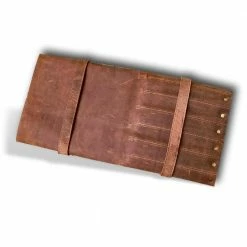 Best Sale 🎁 Large Double Buckle Leather Handmade Knife Roll with 11 Pockets by Kauri Design 😉 -Cutlery Sales brown kauri design knife blocks storage uac 482 1f 1000