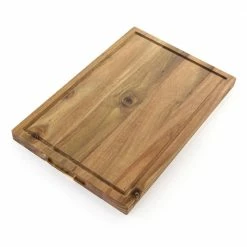 Wholesale ⭐ Archer 18 in. x 12 in. Rectangle Acacia Wood Edge Grain Cutting Board with Groove Handles by KENMORE 🔥 -Cutlery Sales brown kenmore cutting boards 985114291m fa 1000