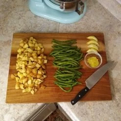 Outlet 🥰 20 in. x 15 in. Rectangle Wooden Teak End Grain Cutting Board with Cured Beeswax Finish by Sunnydaze Decor ❤️ -Cutlery Sales brown sunnydaze decor cutting boards jva 391 31 1000