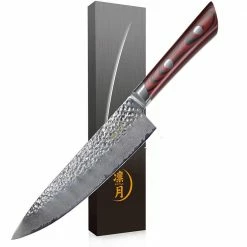 Top 10 🥰 8 in. Damascus High Carbon Steel Partial Tang Chef's Knife by Movisa ✔️