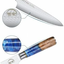 Promo ✨ 8 in. Damascus High Carbon Steel Partial Tang Chef's Knife by Movisa 👏 -Cutlery Sales chef s knives mvdjs013 4f 1000