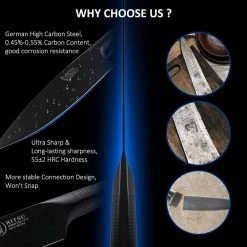 Promo 🧨 8 in. Black Titanium 🧥 Coated Carbon Steel Full Tang Chef's Knives by Movisa ❤️ 11 Promo 🧨 8 in. Black Titanium 🧥 Coated Carbon Steel Full Tang Chef's Knives by Movisa ❤️ -Cutlery Sales chef s knives mvdjs014 4f 1000