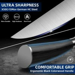 Best Sale 🤩 8 in. Stainless Steel Partial Tang Professional Chef's Knife Wood Composite Handle by HOMLUX 🤩 -Cutlery Sales chef s knives x002y4cabn 4f 1000