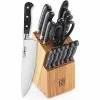 New 🔔 15-Piece Stainless Steel Knife Set with Bamboo Storage Block by Cook N Home 💯 -Cutlery Sales cook n home knife sets 02630 64 1000