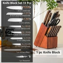 Deals 🤩 15-Piece Stainless Steel Knife Block Set with Ergonomic Handle by Costway ⌛ -Cutlery Sales costway knife sets kc54177 44 1000