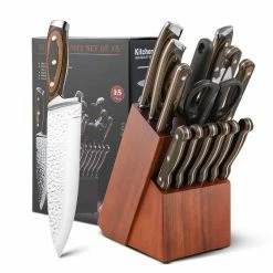 Deals ๐คฉ 15-Piece Stainless Steel Knife Block Set with Ergonomic Handle by Costway โ
