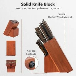 Deals 🤩 15-Piece Stainless Steel Knife Block Set with Ergonomic Handle by Costway ⌛ -Cutlery Sales costway knife sets kc54177 fa 1000