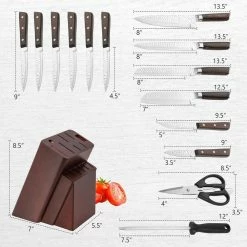 Cheap ⌛ 15-Piece Stainless Steel Knife Block Set with Ergonomic Handle by Costway 😍 -Cutlery Sales costway knife sets kc54179 c3 1000