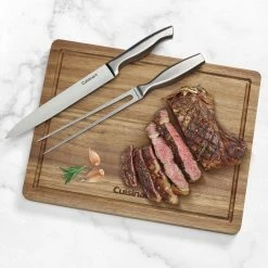 Budget 👍 Classic 3-Piece Stainless Steel Carving Set with Acacia Wood Cutting Board by Cuisinart 🛒 -Cutlery Sales cuisinart cutting boards c77sscs 3ph 31 1000
