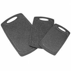 Brand new 🥰 3-Piece Black Plastic Double Sided Granite Look Non-Slip Cutting Board Set with Deep Juice Groove and Easy Grip Handle by Unbranded 😍