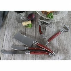 Cheap 🔔 FrenchHome Laguiole 5 Piece Stainless Steel Cheese Knife Set and Wine Opener Set with Pakkawood Handles. by French Home 🎁 -Cutlery Sales french home knife sets grp290 31 1000