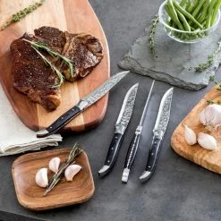 Promo 😉 Laguiole Connoisseur 4-Piece Stainless Steel BBQ Steak Knife Set With Wood Handles by French Home 🎁 -Cutlery Sales french home knife sets lg008 31 1000