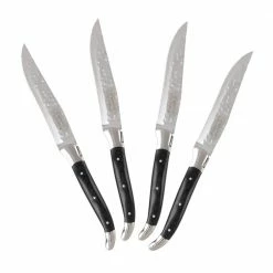Promo 😉 Laguiole Connoisseur 4-Piece Stainless Steel BBQ Steak Knife Set With Wood Handles by French Home 🎁