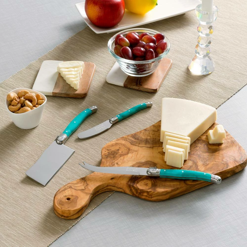 Promo ๐ Laguiole 3-Piece Stainless Steel Turquoise Cheese Knife Set by French Home ๐งจ 6 Promo ๐ Laguiole 3-Piece Stainless Steel Turquoise Cheese Knife Set by French Home ๐งจ - Image 4