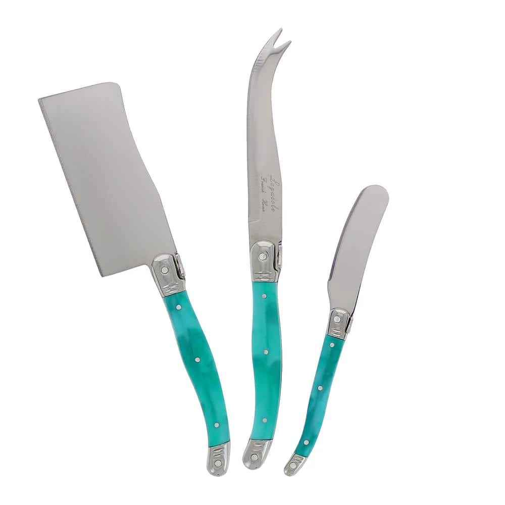 Promo ๐ Laguiole 3-Piece Stainless Steel Turquoise Cheese Knife Set by French Home ๐งจ 4 Promo ๐ Laguiole 3-Piece Stainless Steel Turquoise Cheese Knife Set by French Home ๐งจ - Image 2
