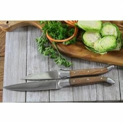 Outlet 🔥 Laguiole Connoisseur Olivewood 5 Piece Stainless Steel Kitchen Knife Set plus Magnetic Display. by French Home 👏 -Cutlery Sales french home knife sets lg042 1f 1000